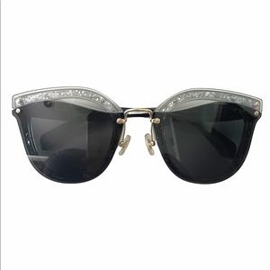 Miu Miu 65mm Oval Sunglasses Silver Smoke